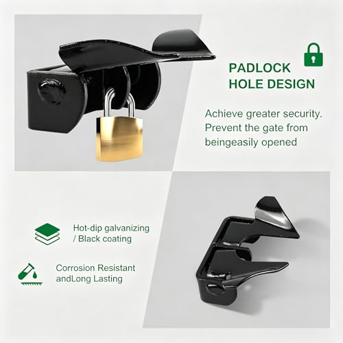 Wall Mount Butterfly Latch 1-3/8" to 1-5/8", Gate Fork Lock | with Padlock Hole, Chain Link Fence Parts, Gate Fork Latch,Chain Link Fence Gate Latching Hardware(Black) - color: Black