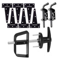 BTEOBFY Double Door Shed Hardware Kit -Includes Window and Door/Window Hinge Set, Complete with Hinges, Black Latches, and T-Handle Lock -, for Gates, playrooms - size: 5.5-inch-Black-T