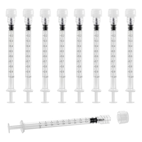 1mL Syringes without Needle, Sterile, Individually Wrapped | Luer Lock Syringe with Cap, Accurate Liquid Measurement for Lab Use and Home Care, 10 Pack - style: 1ML