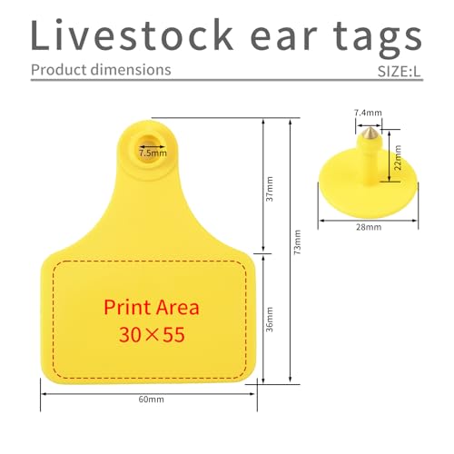 50pcs Farm Animal Ear Tags Numbered 001-050 Livestock Identification for Cattle Cows Hogs Pigs Sheep Goats (50, Large-Yellow) - color: Large-yellow