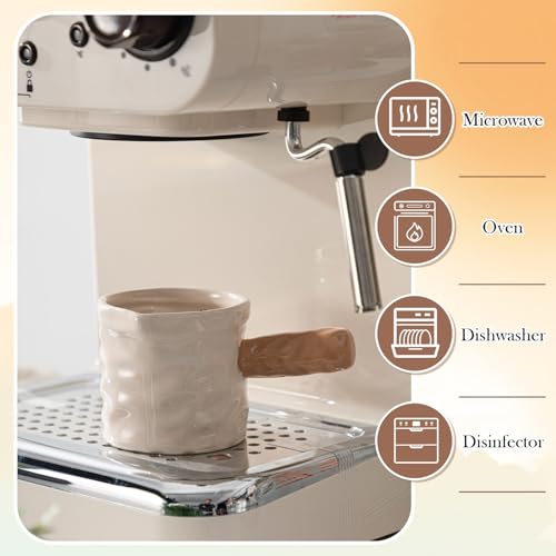 Maxdot Espresso Measuring Cups Ceramic 3 Oz/90ml with Heat Sturdy Handle Single Spouts Coffee Milk Measuring Cup with Scale Espresso Shot Pitcher V-shaped Mouth for Coffee Making Frothing Microwave