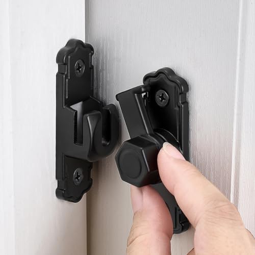 Black Aluminum Alloy 90/180 Degree Gate Lock,Barn Door Latches | Flip Gate Latches,Right Angle Door Lock Latch,Sliding Door Latches,for bedroom,garage,window,pet enclosures,drawer,cabinet - color: Black