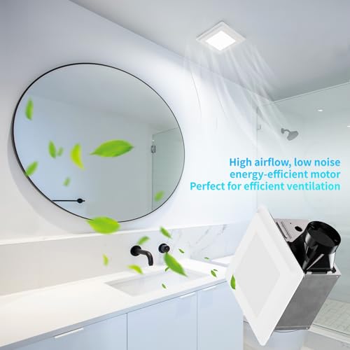 2 in 1 Bathroom Exhaust Fan with LED Light: 20W Ceiling Mount Ventilation Fan and Lamp Combo for Bathroom and Home, 80CFM, 120V, 1000LM, 5CCT Seletable, Dimmable & Wet Rated, ETL Certified - size: 80CFM With Light