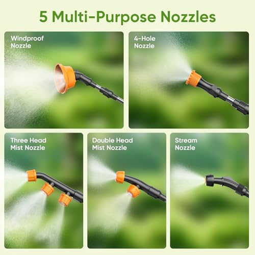 5.3 Gallon Battery Powered Backpack Sprayer,21V 2 Batteries Garden Sprayer | 120PSI Leak-Proof Electric Backpack Sprayer,2 Spray Wands, 5 Nozzles Powerful Weed Sprayer for Lawn,Garden,Yard,Pest Control