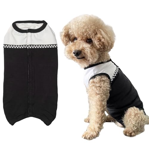 Dog Surgical Suit - Recovery Onesie for Dogs After Surgery, Spayed Female/Male Puppy, Breathable Anti-Lick Clothes, Alternative to Cone(Black and White-XXS) - color: black and white, size: XX-Small