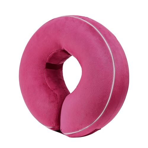 Inflatable Reflective Dog Cone Collar Alternative After Surgery,Doggie Recovery Dount Neck Ecollar,Adjustable Soft Dog Cone Collar for Small Medium Large Dogs (Pink, L) - color: Pink, size: Large（14"-16"）