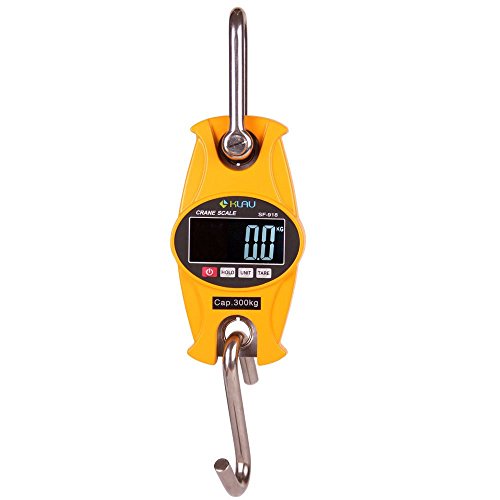 Klau SF-918 Digital Hanging Crane Scale, Yellow, 300 Kg / 600 lb | Heavy Duty, For Home Farm Hunting - color: Yellow