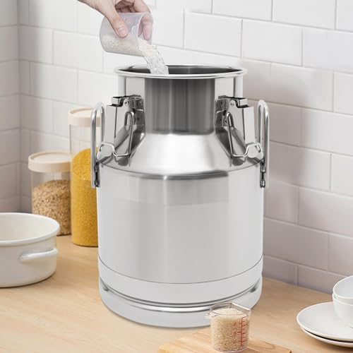 10L/2.64 Gallon Stainless Steel Milk Bucket, Heavy Duty Milk Can with Sealing Lid and Easy-Flow Spigot, Large Liquid Container Storage for Wine, Water, Coffee, Oil Storage, Transport, and Dispensing - size: 10L/2.64Gal
