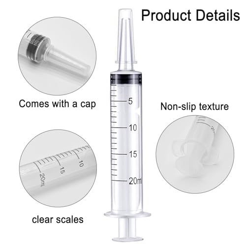 20ml Syringe Without Needle, Syringe for Liquid, Scientific Labs, Measurement, Disposable Individual Package, Pack of 12 - size: 20ml