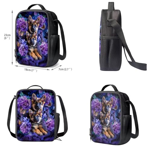 Upetstory German Shepherds Backpack for Girls Boys Kids School Bag Set Elementary Bookbag with Insulated Lunch Box Pencil Case Book Cover Water Bottle Sleeve Kindergarten Daypack 5 In 1 - color: German Shepherds