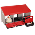 GUTINNEEN Chicken Nesting Box, 3 Compartment Metal Nesting Boxes with Roll-Away Egg System for Hens, Ducks & Rabbits, Technical Design for Efficient Egg Collection, Red - color: Red