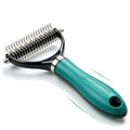 Double Sided Pet Grooming Rake, Extra Wide Deshedding Brush for Dogs Cats, Professional Long Hair Pet Shedding Comb Effectively Reduces Loose Hair (green) - color: green