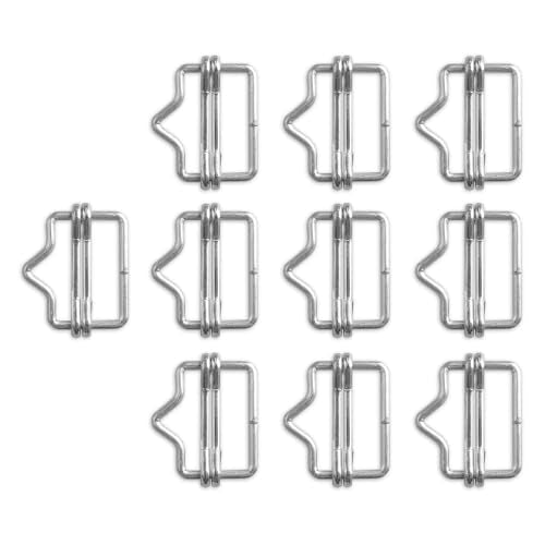 Electric Fence Polytape Splicer, 1-1/2 Inch, 10 Pack | Polytape Buckle, Galvanized Steel, Poly Tape Splicers, Fencing Polytape Connectors, Silver