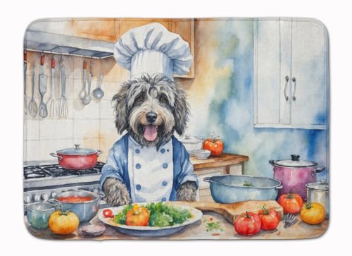 Caroline's Treasures Bergamasco Sheepdog The Chef Memory Foam Kitchen Mat Machine Washable Anti-Fatigue Mat Cushion Comfort Bath Mat or Kitchen Rug - color: Bergamasco Sheepdog 6203
