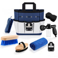 Thenshop Show Pig Supplies Starter Kit 8 Pcs, Swine Grooming Set with Foam Sprayer Pig Brushes 600d Tote Bag Microfiber Towel Leather Number Holder for County Fair Livestock Competition