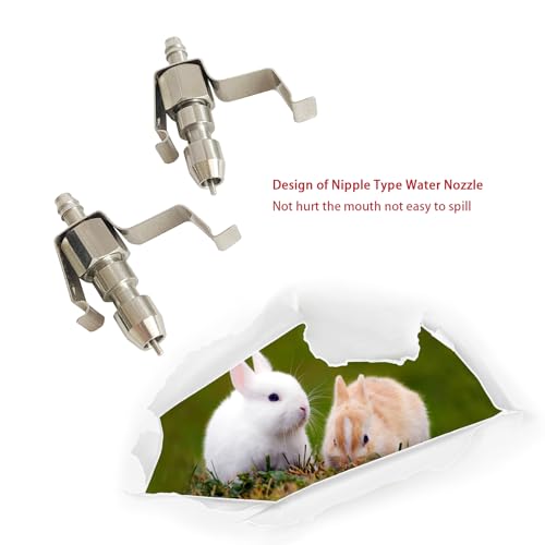 10pcs 304 Stainless Steel Rabbit Water Nipple Drinker with Card for Rodent Cage