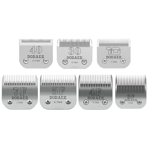 7Pcs Dog Grooming Blades Set,Compatible with Andis,OsterA5,Wahl KM10 Series | Include 10/30/40/7F/5F/4F/3F Detachable blade ,7 Count,Made of Stainless Steel - size: 10+30+40+7F+5F+4F+3F