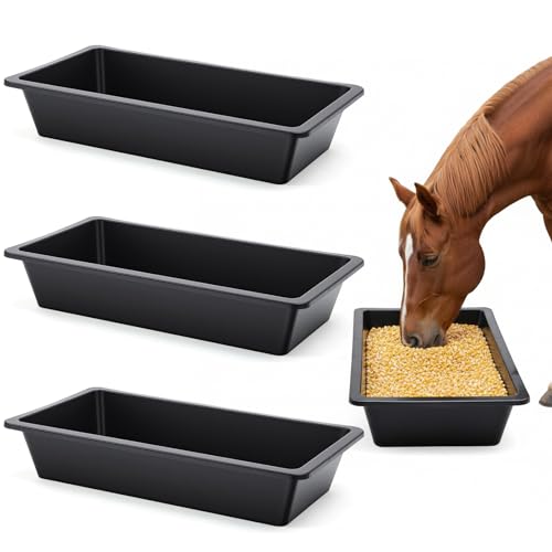 4 Pcs 4.5 Gallon/18 Quart Livestock Water Trough Polypropylene | 22.8" Long Large Capacity Livestock Feeding Trough for Calves Pig Sheep Horses Alpacas and Goats Farm Animal Feeding - color: Black, size: 4.5 Gallon/18 Quart