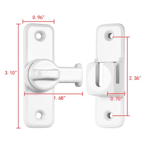 2 Pcs White 90/180 Degree Flip Latch,Zinc Alloy Barn Door Latch | Right Angle Door Lock Latch,Sliding Door Latch Lock,for Cabinets,Bedroom,Fence Gates,Window,Garden,Garage,Pet Cage - color: White