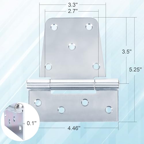 Heavy Duty Gate Hinges 3.5 inch 6 Pack Extra Thick Industrial T Hinges Barn Door Shed Door Hinges for Large Wooden Gates Wood Fence Outdoor - Zinc Iron Finish (Screws Included) - color: Silver, size: 3.5"-6 Pack
