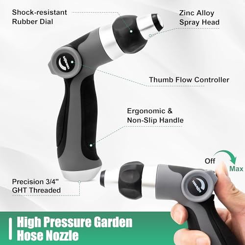 Garden Hose Nozzle Sprayer, Heavy Duty, High Pressure | Heavy duty, High pressure, Leak-free, Comfort grip, Thumb control, Universal fit - size: Small