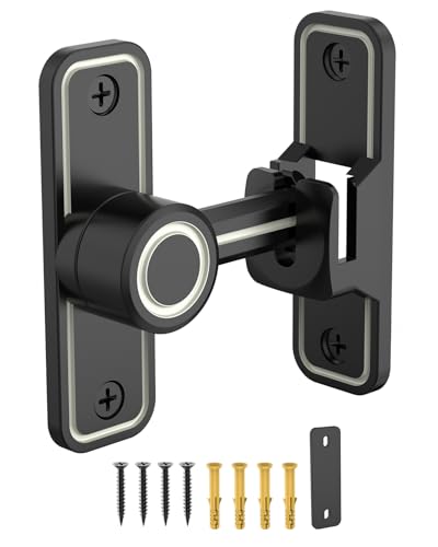 Heavy Duty Gate Latches 90 Degree Right Angle Barn Door Lock, Anti-Theft Sliding Door Lock Latch for Wooden Fence Garden Bathroom Outdoor Garage Window Include Screw (Luminous Black) | Anti-Theft Sliding Door Lock Latch for Wooden Fence, Garden, Bathroom,