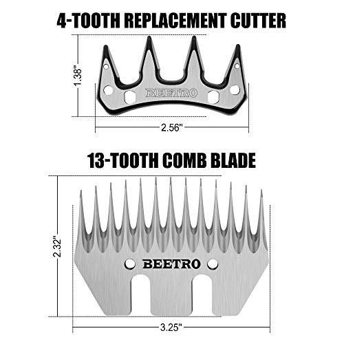 BEETRO 500W Electric Professional Sheep Shears, Animal Grooming Clippers for Sheep Alpacas Goats, 6 Speeds Heavy Duty Farm Livestock Haircut, with Extra Two Sets of Blades - size: Three sets of blade