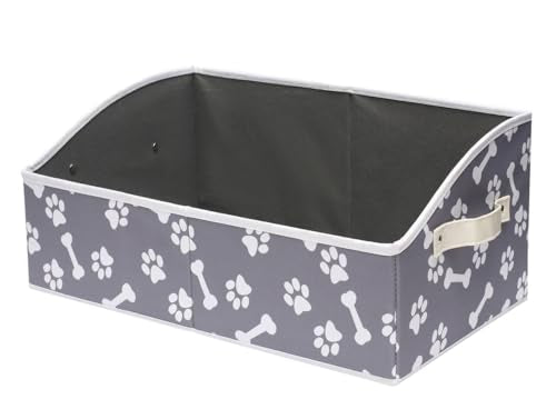 Dog Toy Basket Large Dog Toy bin Dog Toy Box Storage Box - Foldable Fabric Trapezoid Organizer Boxes with Handle, Collapsible Basket for Dog Toys (Bone Claw) - color: Bone claw, size: Large - Dog Toys