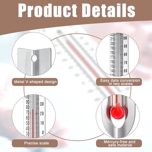 Tellegloww 24 Pcs V Shaped, Dual Scale Science Thermometers, Mercury Free Lab Thermometer for Student School Supplies, Classroom Teaching Tools for Kids, Adults