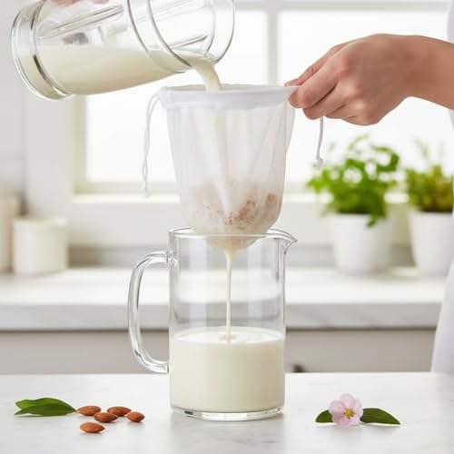 Nut Milk Bag, Food Straining Bag, Nylon, 7.9 x 11.8", 4 Pack | Cheese Cloth Bag, Straining Fruit Juice, Tofu, Almond