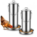 Reallnaive 2 Pack 10 Lb/2 Gallon 304 Stainless Steel Chicken Feeder, Metal Hanging Poultry Feeder No Waste for Ducks, Hens, Heavy Duty Coop Feed Outdoor