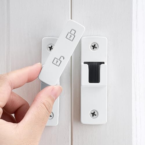 White 180 Degree Zinc Alloy Barn Door Latch, Flip Gate Lock | Sliding Door Latch Lock,for bedroom,garage,balcony,barn,bathroom,drawer,Wine Cabinet,window,cabinet,pet enclosures - color: White_180 Degree