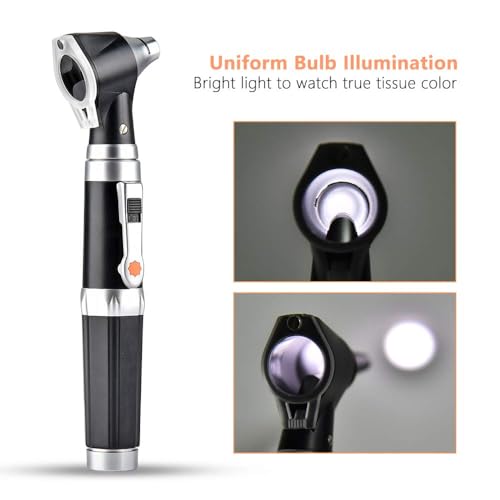 Jiusion 3X Otoscope with LED, Handheld Ear Magnifier Scope for Doctor & Home | Portable Ear Check Scope with 8 Specula Caps & Storage Case for Adults, Kids, Pets, Dogs, Cats - size: Otoscope