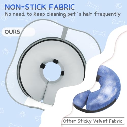 Supet Raised Inflatable Dog Cone Collar to Stop Licking, Soft Dog Cone Alternative After Surgery, Pet Neck Donut Collar for Small Medium Large Dogs - color: Solid Grey, size: S(Neck 7"-9.5")