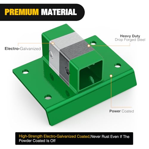 Nilight Bolt on Tractor Bucket 2 inch Towing Receiver Adapter 5/8”Pin Hole | Class 3 Trailer Hitch 12000 LBS Work Well for Tractor Buckets Green - color: 2 inch Towing Receiver Green
