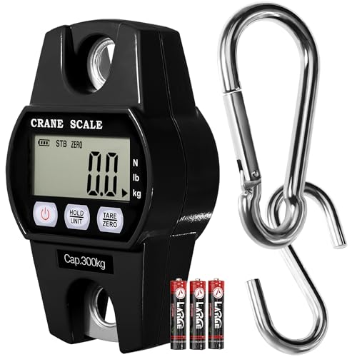 GRAM PRES Digital Hanging Crane Scale 660LB/300KG | Deer Hunting Scales, Farm,Fishing, Fish, meat，Game ,luggage Scale with Hold/Tare - color: Black