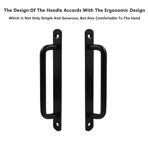 Barn Door Handles, Door Pull Handles with Plate,201 Stainless Steel Pull Handles,Metal Sliding Door Pull Handles,Shed Handle Pulls for Closet Cabinet - color: Black, size: Hole Center:165mm/6.5''