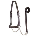 Derby Originals New and Improved Premium Crystal Bling Rhinestone Inlay Flat Leather Cattle Show Halter with Matching Chain Lead - color: Havana, size: Small (350-700lbs)