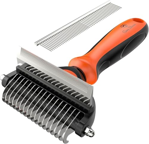 Spring Blossoms-2 in 1 Professional Grooming Rake for Cats & Dogs-Dematting Comb for Easy Mats & Tangles Removing,Pet Brush Safe No More Nasty Shedding and Flying Hair (Orange) - color: Orange