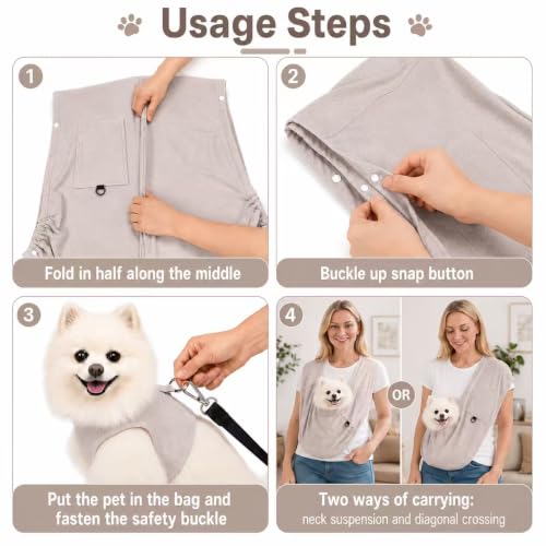 Cat Sling Carrier & Pet Sling for Small Dogs & Cats 3-14 lbs(Grey) - color: Grey