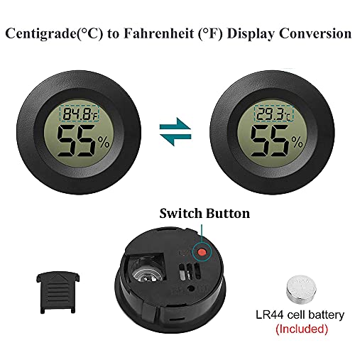 6-Pack Mini Hygrometer Thermometer Digital LCD Monitor Indoor/Outdoor Humidity Meter Gauge Temperature for Humidifiers Greenhouse Reptile Fahrenheit(℉)/ Celsius(℃)