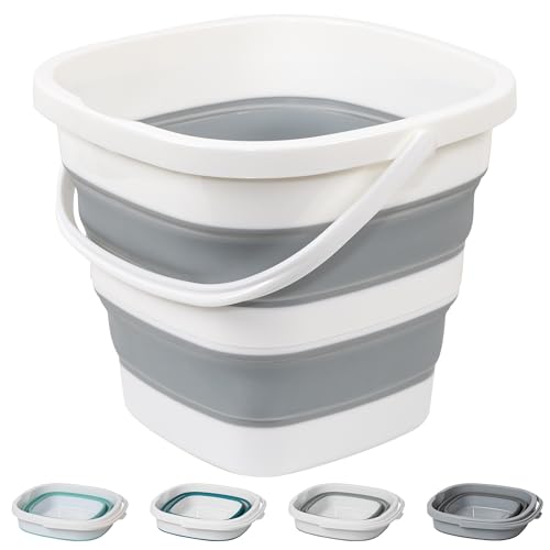 Collapsible Bucket, 2.6 Gallon 10L Mop Bucket for Cleaning, Car Washing, Portable Plastic Tub for Camping, RV, Beach, Fishing, Garden, Indoor and Outdoor Space Saving Wash Basin Ice Buckets - color: Gray, size: 10L