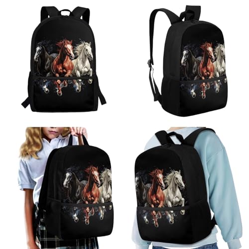 Upetstory Girls' School Bag Horse Backpack with Lunch Box Boys Kids Bookbag Set Elemenatry School Bag Kindergarten Preschool Pencil Case Water Bottle Sleeve Book Cover Travel Back Pack - color: Horse