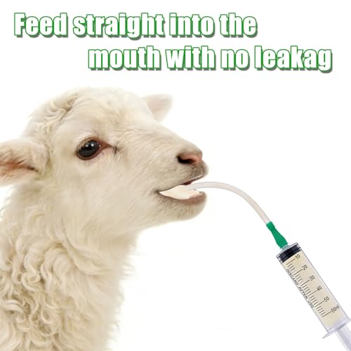 Lamb and Goat Kid Feeding Kit, Goat Nipple and Bottles Set, 60 ml Syringes, for Lamb, Dog, Sheep,Piglet,Rabbit Feeding