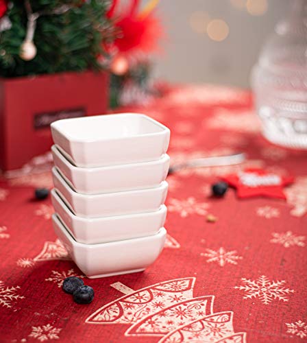 DELLING 6 Oz Porcelain Ramekins Set of 6, Square Souffle Dishes Oven Safe - White Ceramic Creme Brulee Ramekins for Baking, Dishwasher Microwave Freezer Safe Dessert Cups for Pudding Custard - color: White, size: 6oz