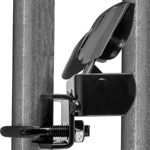 -Black Powder Coated Chain Link Fence Butterfly Gate Latch - 1-3/8" Gate Frame and 2-3/8" Gate Post - Fence Gate Latch with Hole for Padlock - size: 1-3/8" X 2-3/8"