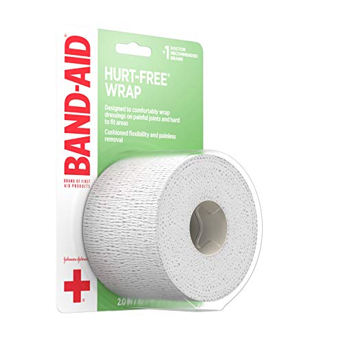Band-Aid Brand of First Aid Products Hurt-Free Self-Adherent Elastic Wound Wrap for Securing Dressings On Post-Surgical Wounds, Joints, or Other Hard-to-Fit Areas, 2 in by 2.3 yd - style: Hurt-Free Wrap