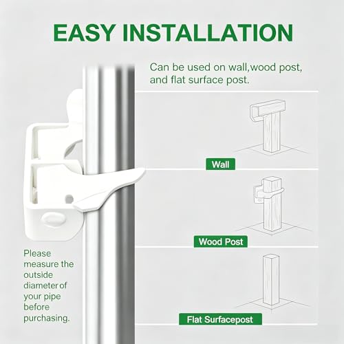 Wall Mount Butterfly Latch 1-3/8" to 1-5/8", Gate Fork Lock with Padlock Hole, Chain Link Fence Parts, Gate Fork Latch,Chain Link Fence Gate Latching Hardware (White) - color: White