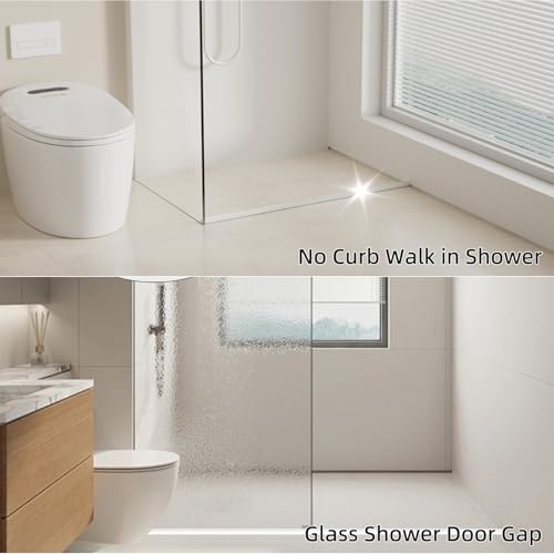 78 inch Shower Threshold Water Dam Barrier Water Stopper, Glass Shower Door Bottom Seal Strip, Silicone Rubber Kitchen Sink Splash Guard for Countertop, Bathtub, Bathroom（White） - color: White, style: 78 Inch
