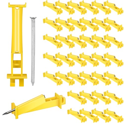 Tandefio 25 Pcs Electric Fence Insulator 5 Inch Slant Nail-on Electric Fence Insulators for Wood Post, Heavy- Duty Animal Fencing Wire, Flat Hotwire Fencing (Yellow) - color: Yellow